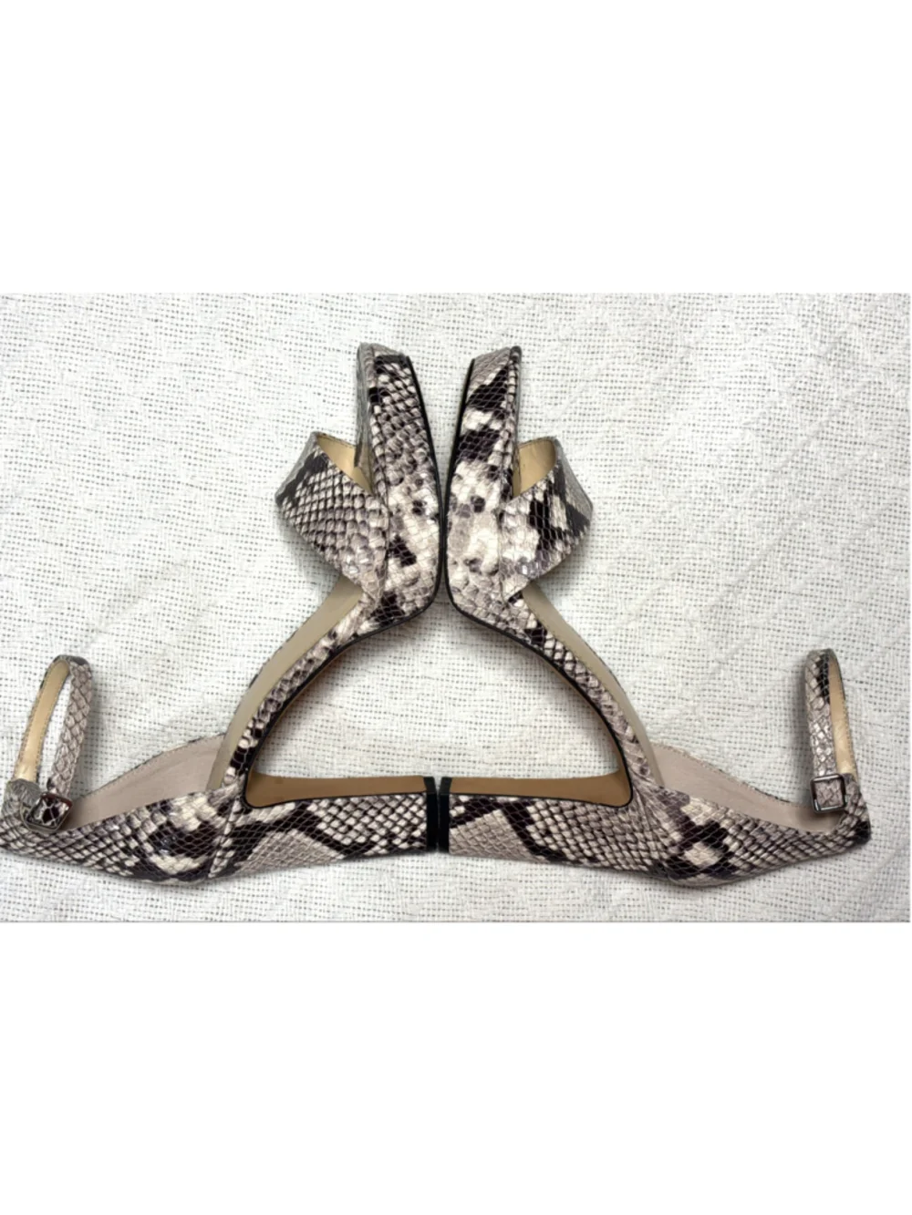 Vince Camuto Snakeskin Python Leather Sathina Block Heel Platform Sandal 8.5 EUC